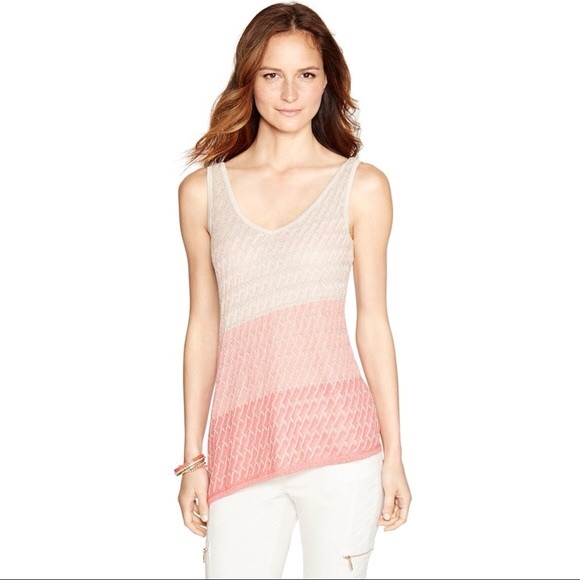WHBM Gold, Pink, Tan asymmetrical knit top. - Picture 5 of 7